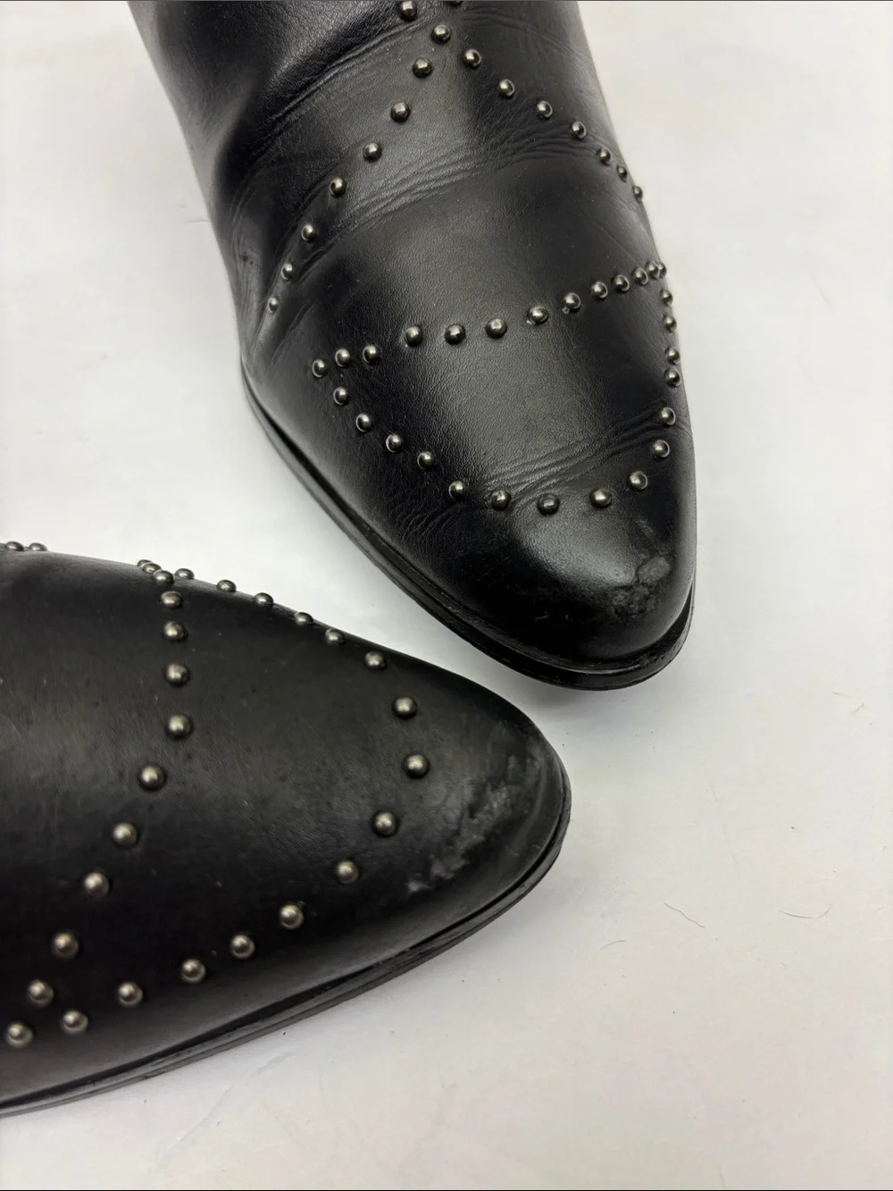 Greyci+Y studded leather ankle boots, SZ 6, box 75